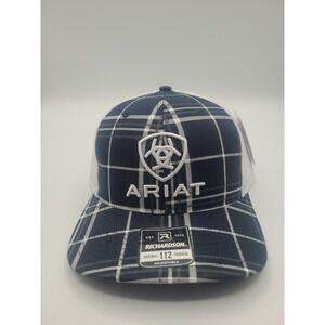 Ariat Men's Richardson 112 Adjustable Black/White Snapback Black Trucker Hat New